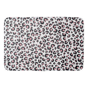 Tapis De Bain Élégant Rose Léopard Noir Motif