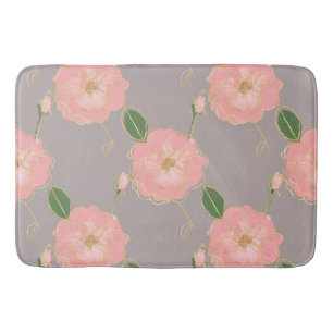 Tapis De Bain Elégant rose & or Aquarelle Rose Gris Design