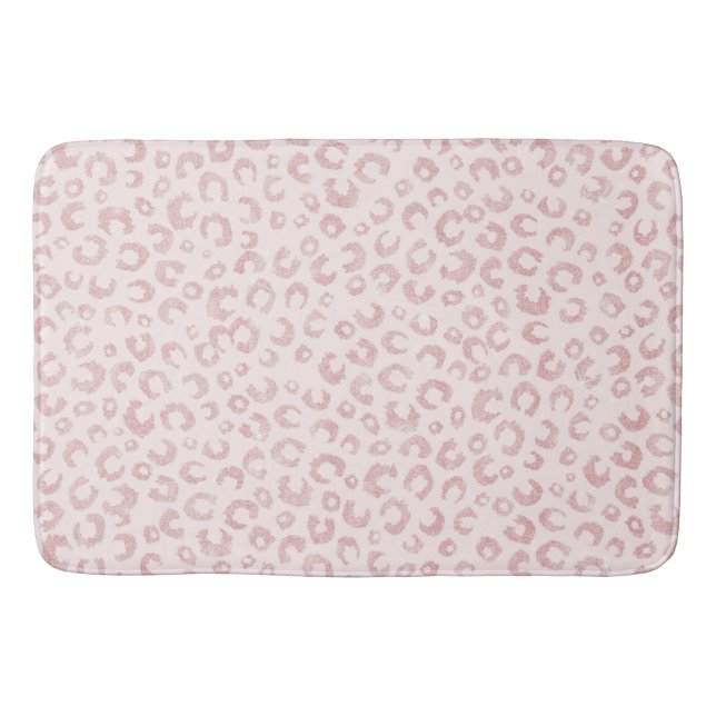 Tapis De Bain Élégant Rose Parties scintillant d'or Leopard Moti (Devant)