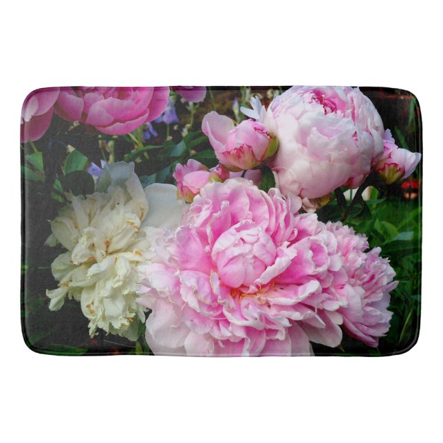 Tapis De Bain Elégant rose peony blanc floral jardin photo (Devant)