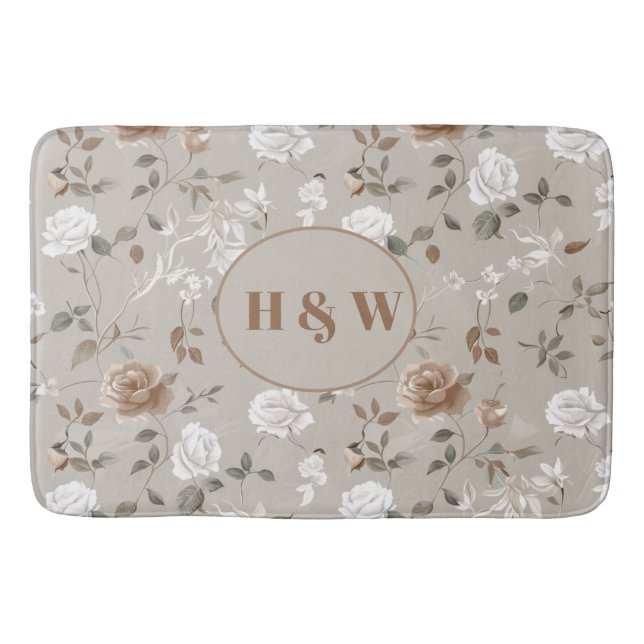 Tapis De Bain Élégant Rose & Vin Motif Mat de bain (Devant)