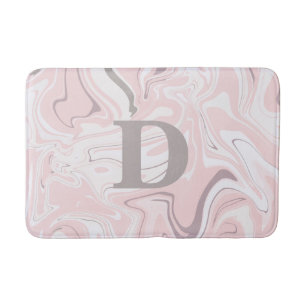 Tapis De Bain Elégant style minimaliste rose et marbre blanc