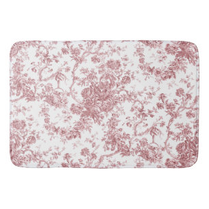 Tapis De Bain Élégant Toile Florale Vintage Gravée rose