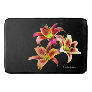 Tapis De Bain Elégant trio de jours roses jaunes Floral