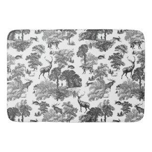 Tapis De Bain Elégant Vintage noir blanc toile Motif cerf