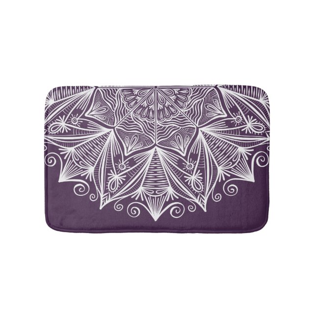 Tapis De Bain Elégant violet blanc Mandala Art Dentelle complexe (Devant)