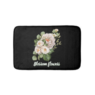 Tapis De Bain Elegant white floral bouquet with green leaves