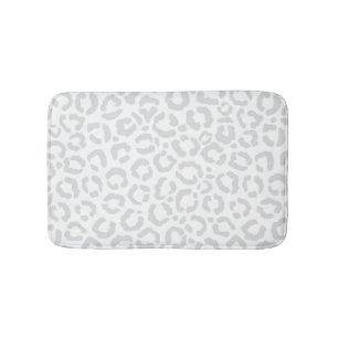Tapis De Bain Elegant White Gray Leopard Cheetah Animal Print