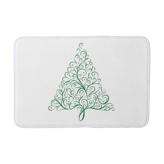 Tapis De Bain Élégante calligraphie rouge et verte Arbre de Noël (Devant)