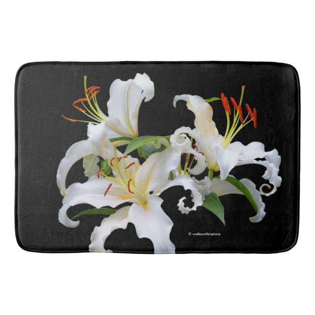 Tapis De Bain Elégante Casablanca White Oriental Lilies (Devant)
