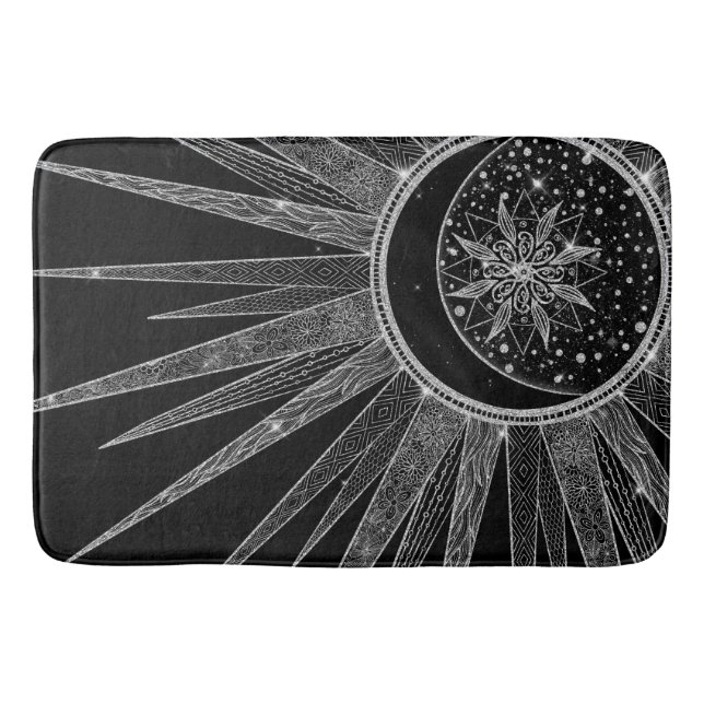 Tapis De Bain Elégante conception en noir de la lune de soleil d (Devant)