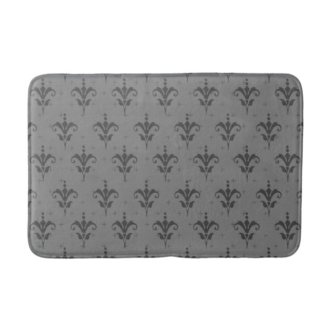 Tapis De Bain Elégante Fleur De Lis - Violet ou Gris (Devant)