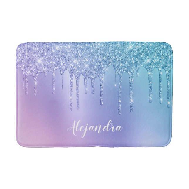 Tapis De Bain Elégante parties scintillant chick bleu & violet g (Devant)
