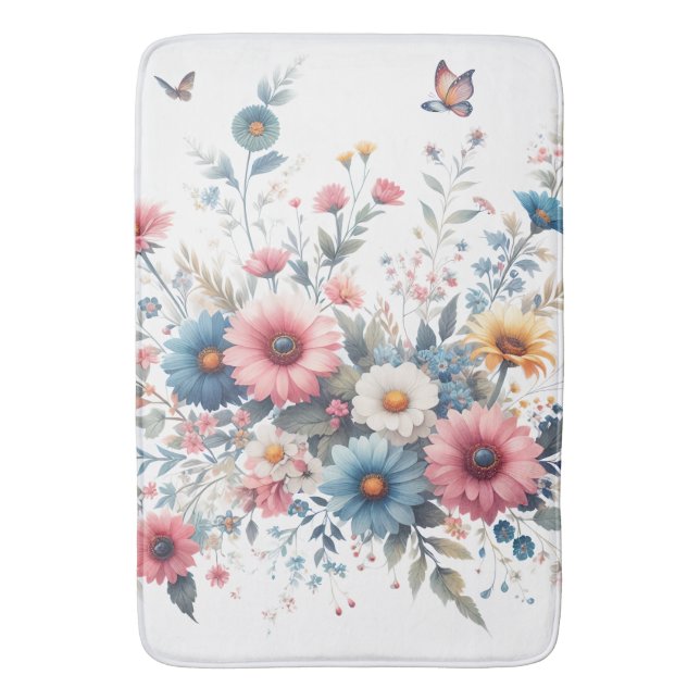 Tapis De Bain Élégantes fleurs florales (devant Vertical)