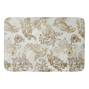 Tapis De Bain Élégantes manuscrits or Vintage sur Faux Marble