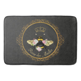 Tapis De Bain Élégantes roses roses Reine abeille française gris
