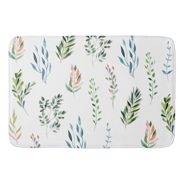 Tapis De Bain Éléments de congé d'aquarelle tendance (Devant)