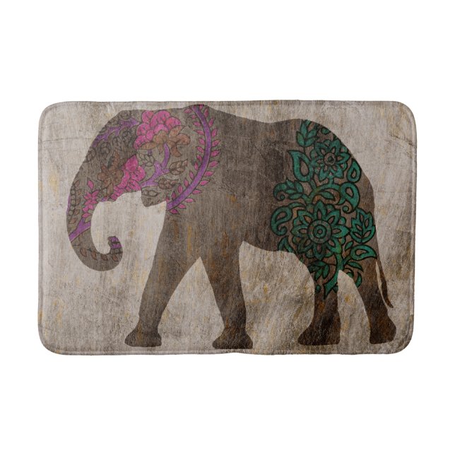 Tapis De Bain Eléphant asiatique tribal zen (Devant)