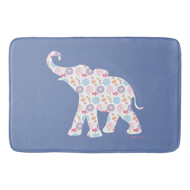 Tapis De Bain Eléphant avec Fleurs d'Aquarelle Motif unique (Devant)