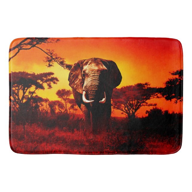 Tapis De Bain Éléphant de coucher du soleil (Devant)