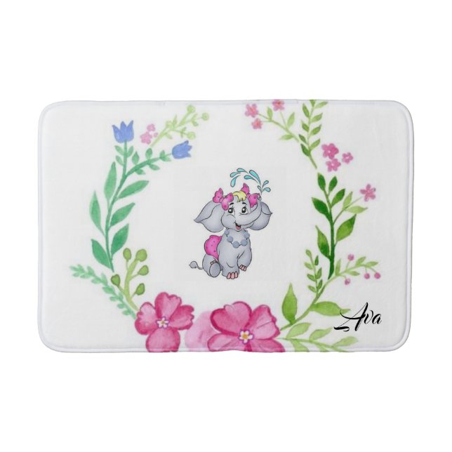 Tapis De Bain Eléphant Floral Salle de bain Mat de bain (Devant)
