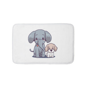 Tapis De Bain Eléphant mignon et chien