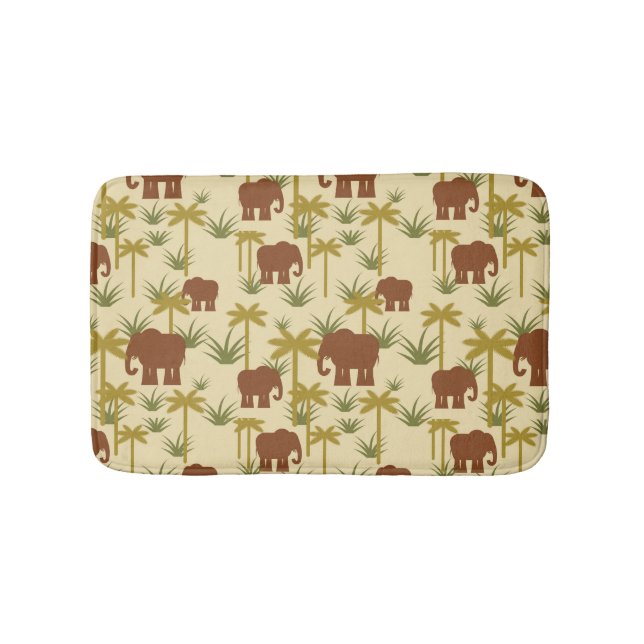Tapis De Bain Éléphants Et Palmiers Au Camouflage (Devant)