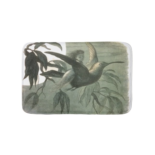 Tapis De Bain Elf Fairies Elves Lune Scène nocturne Oiseau Volan (Devant)