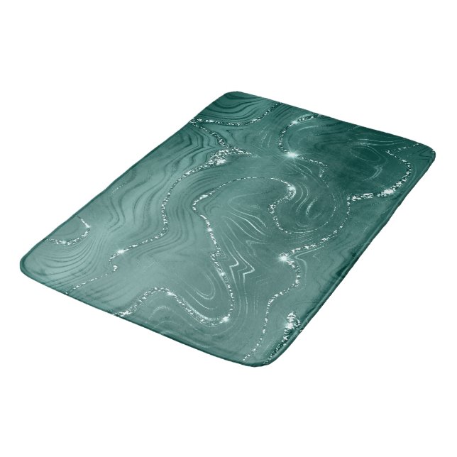 Tapis De Bain Emerald Green Glitzy Marble Christmas (Angle)