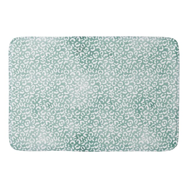 Tapis De Bain Empreinte de léopard blanc à la menthe (Devant)