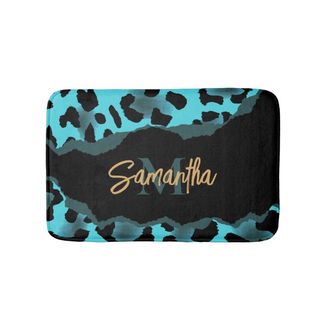 Tapis De Bain Empreinte de léopard bleu mignon (Devant)