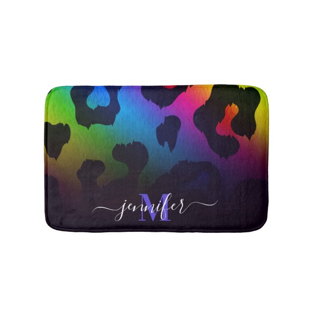 Tapis De Bain Empreinte de léopard coloré (Devant)