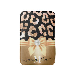 Tapis De Bain Empreinte de léopard et Bow
