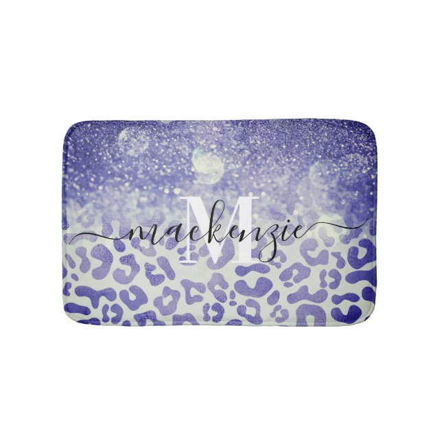 Tapis De Bain Empreinte de léopard Parties scintillant bleue (Devant)