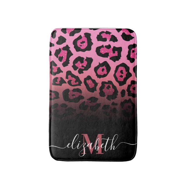 Tapis De Bain Empreinte de léopard Parties scintillant rose (Devant (Vertical))