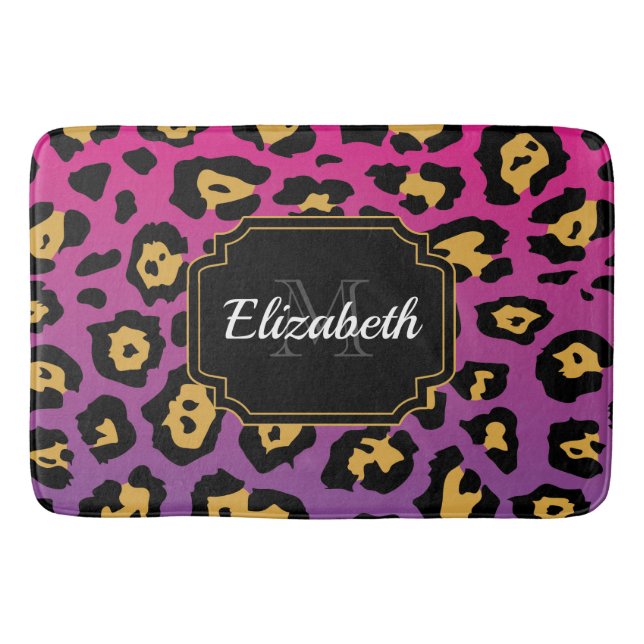 Tapis De Bain Empreinte de léopard pourpre (Devant)