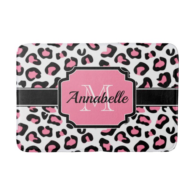 Tapis De Bain Empreinte de léopard rose (Devant)
