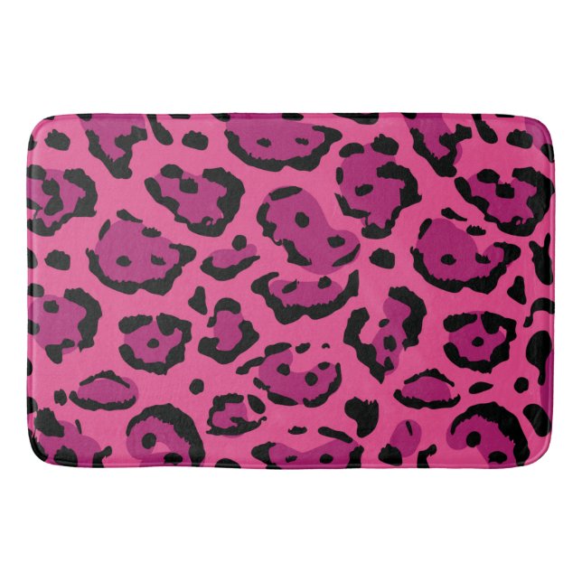 Tapis De Bain Empreinte de léopard rose chaud (Devant)