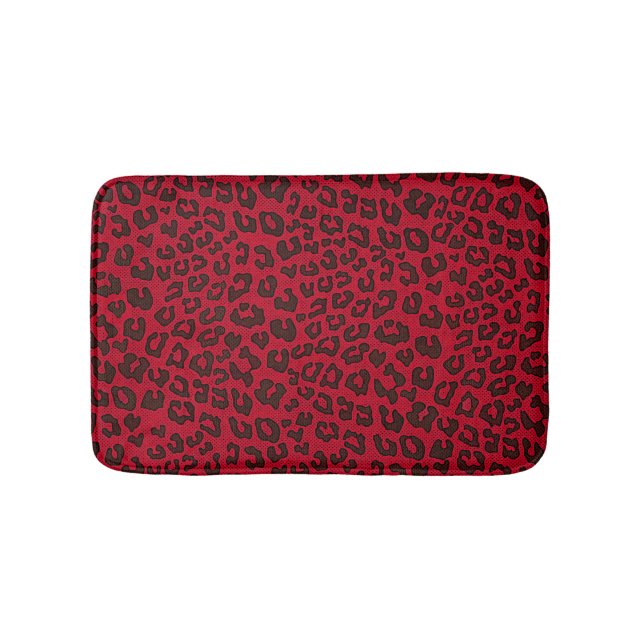 Tapis De Bain Empreinte de léopard rouge canneberge broyé (Devant)