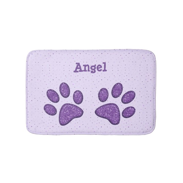 Tapis De Bain empreinte de patte de scintillement de chat - (Devant)