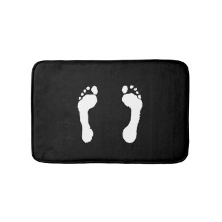 Tapis De Bain Empreintes de pas Blanc-Embouties (noir)