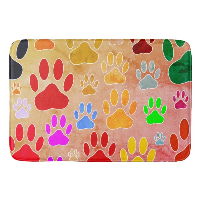 Tapis De Bain Empreintes de pattes de chiens sur Arrière - plan  (Devant)