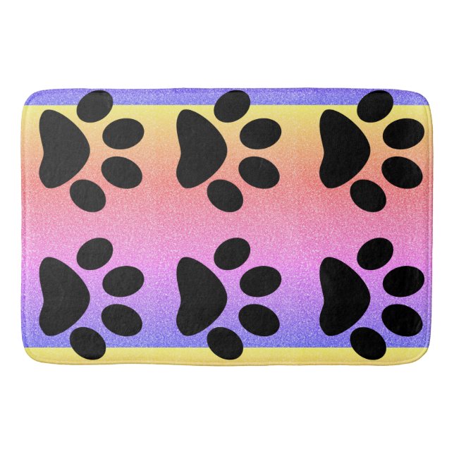 Tapis De Bain empreintes de pattes Parties scintillant rose Rose (Devant)