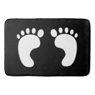 Tapis De Bain Empreintes de pieds noires et blanches mignonnes