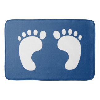 Tapis De Bain Empreintes mures sur bleu