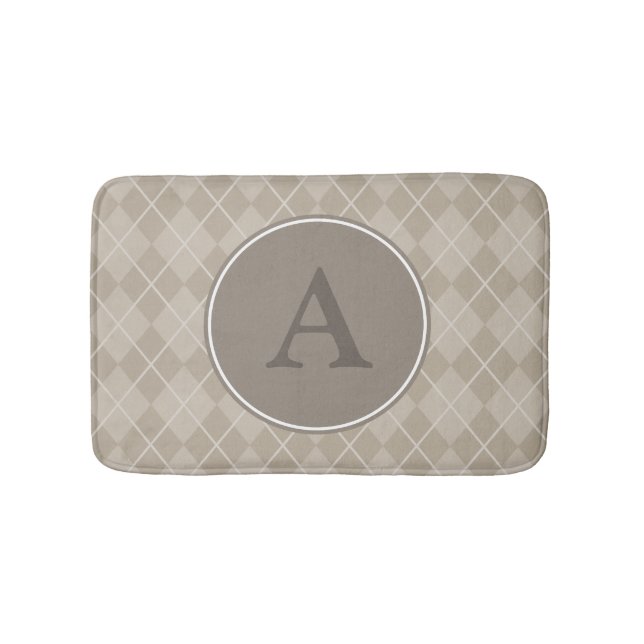Tapis de bain en monogramme rustique marron (Devant)