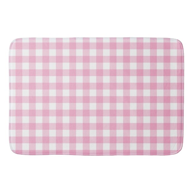 Tapis De Bain En vichy buffle rose et blanc Vérifier la présence (Devant)