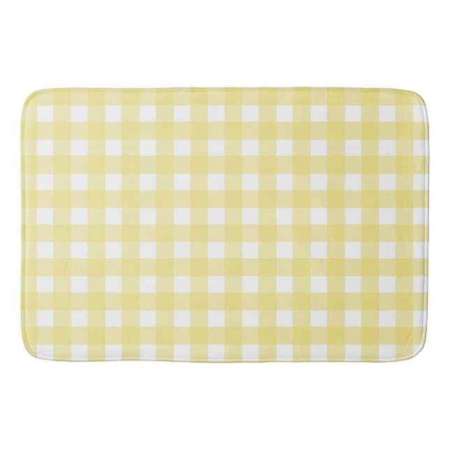 Tapis De Bain En vichy jaune pâle et blanc (Devant)