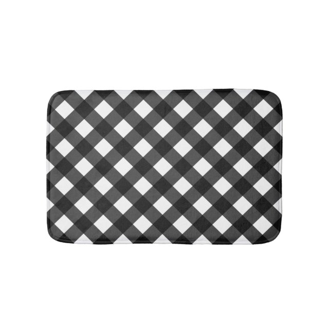 Tapis De Bain En vichy noir et blanc (Devant)