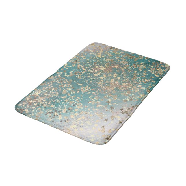 Tapis De Bain Enchanter des étoiles d'or chatoyantes sur la Glit (Angle)